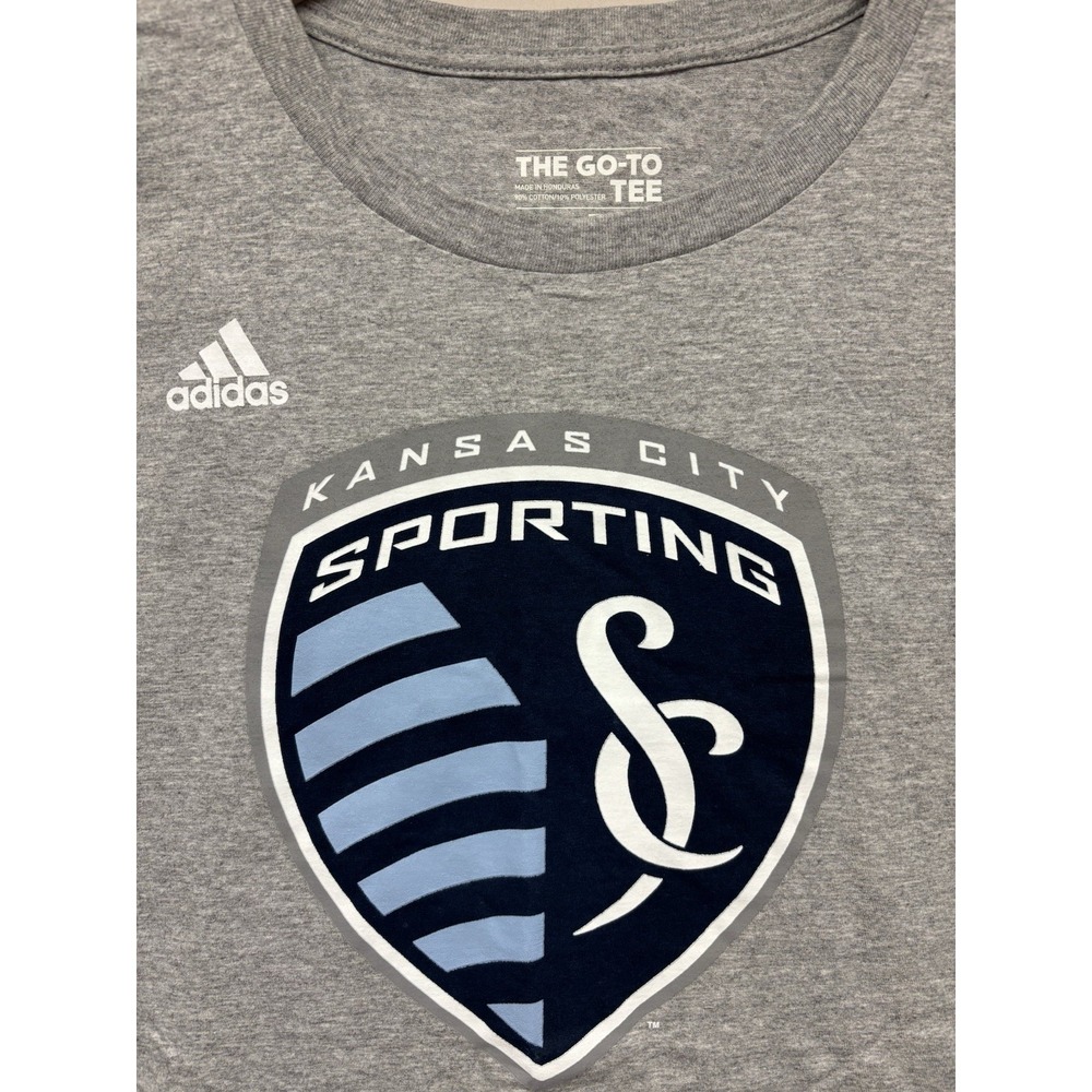 Sporting Kansas City Adidas MLS Shirt Mens Heather Gray‎ Short Sleeve New XXL